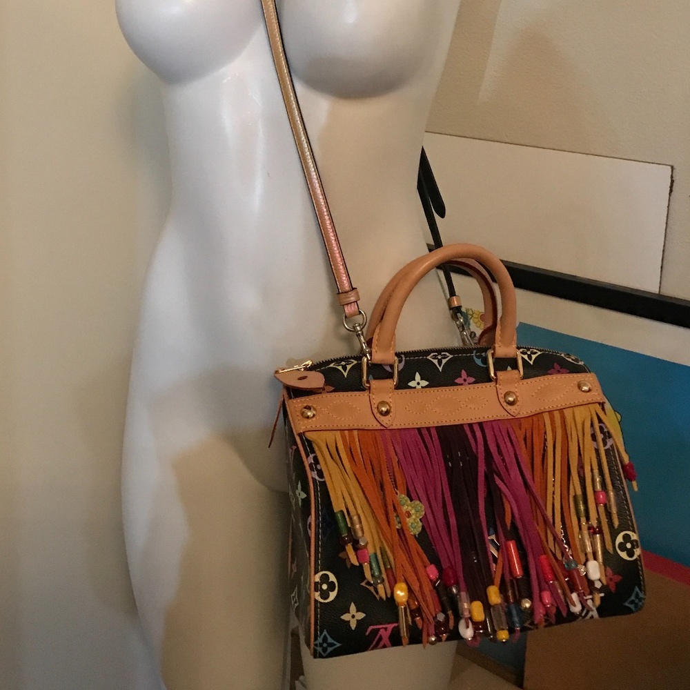 Murakami x Vuitton vintage fringe black multicolor speedy bag. EUC - Picture 14 of 15
